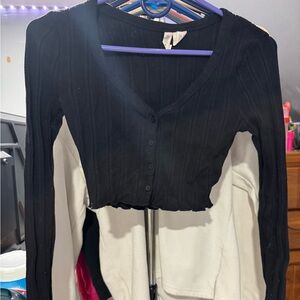 Sky and Sparrow Black and White Crop Top